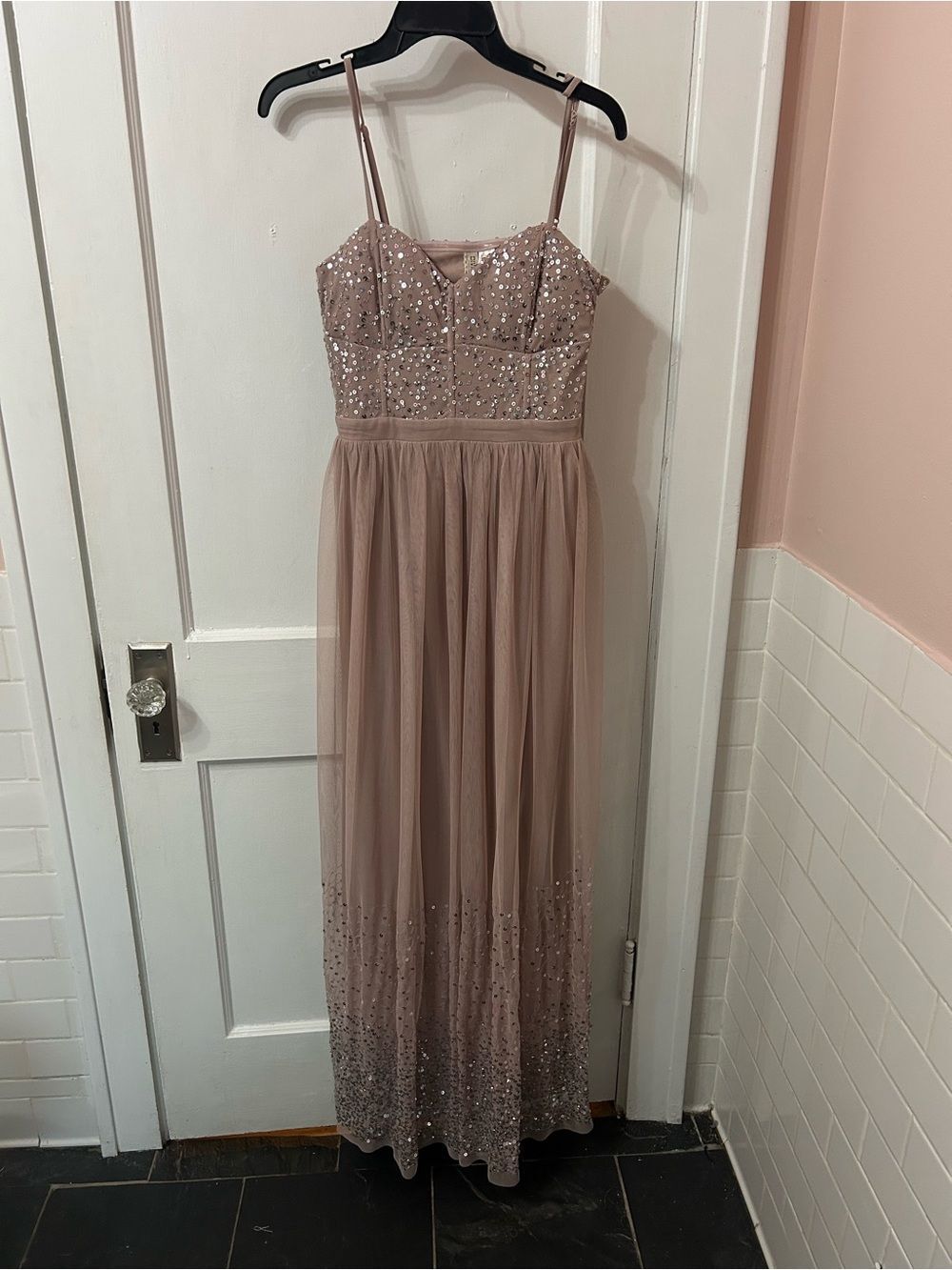 H&M Mauve Sequin Tulle Party Dress